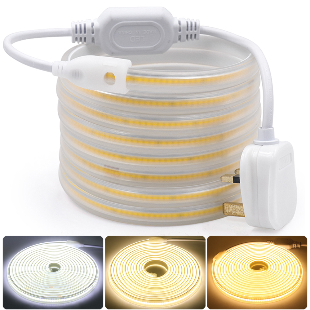 Outdoor Lighting Uk - COB LED Strip 110V 220V Flexible