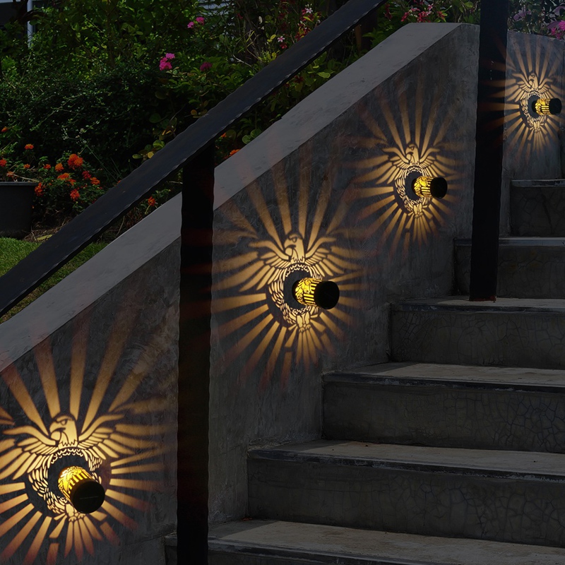 Outdoor Lighting For Steps - 2 Pack Solar Fence Lights Metal