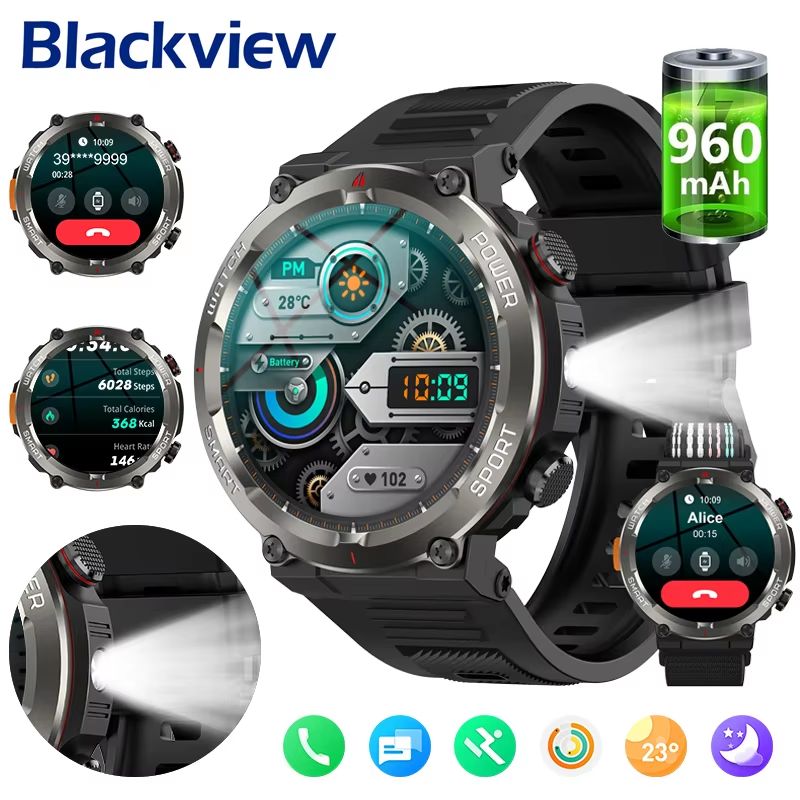 Outdoor Lighting Japanese - Blackview W50Pro Bluetooth Call Smart Watch