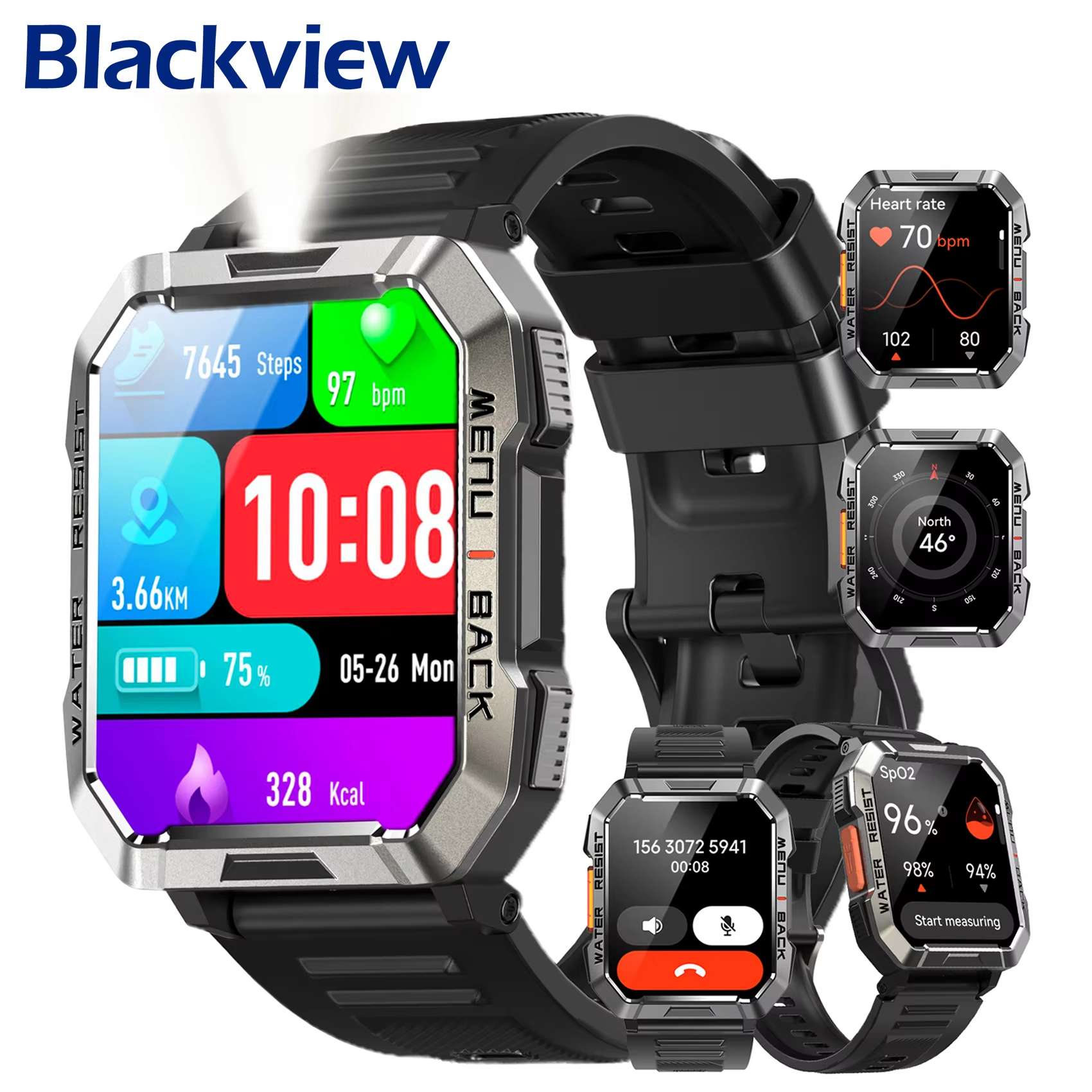 Outdoor Lighting Japanese - Blackview W60 Waterproof Smartwatch with Emergency
