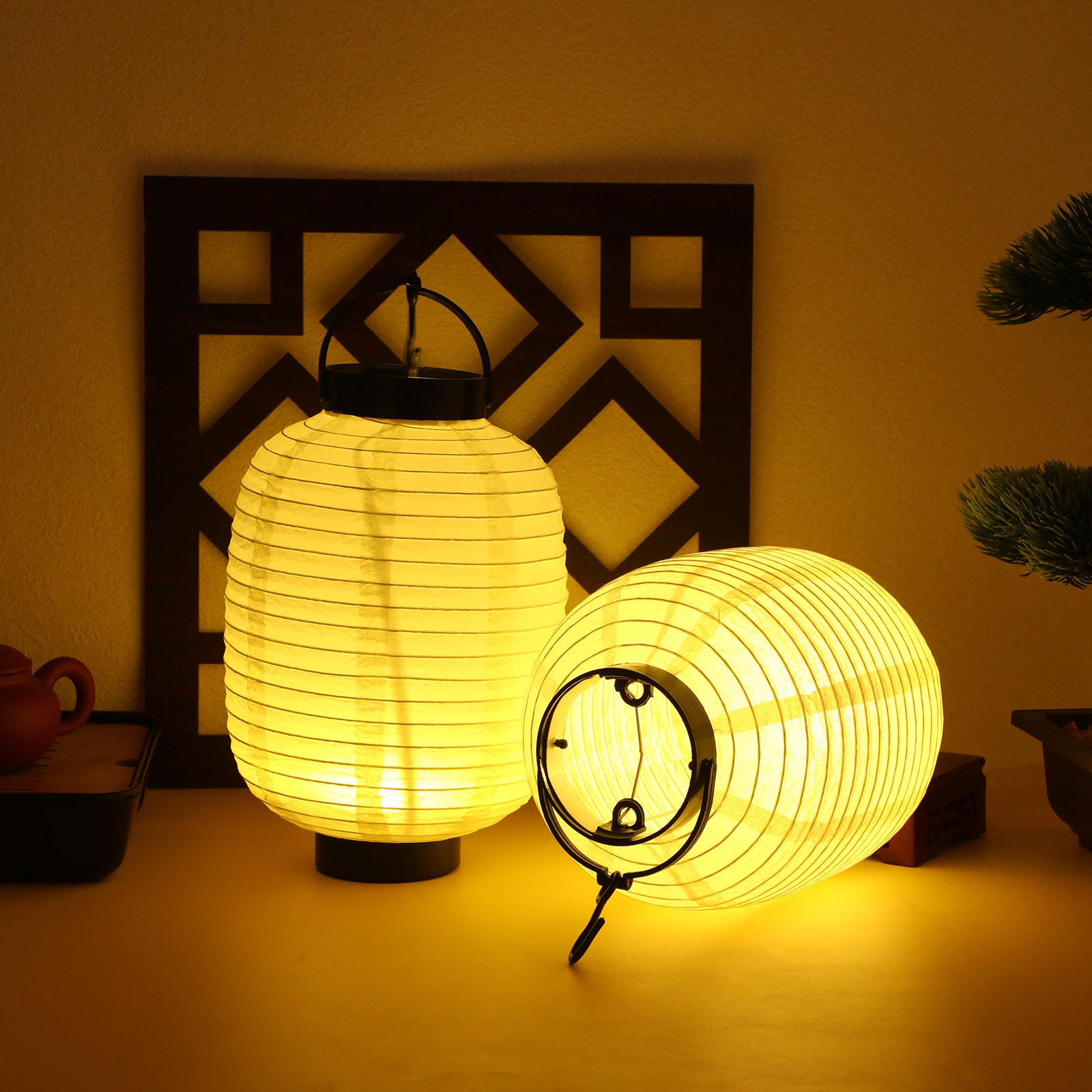 Outdoor Lighting Japanese - 2Pcs Japanese Folding Lantern Lamp Simple