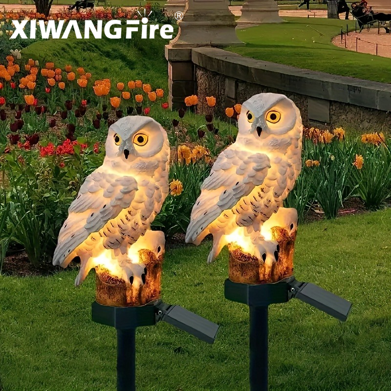 Zinc Outdoor Lighting - Solar Owl Statue Garden Light LED