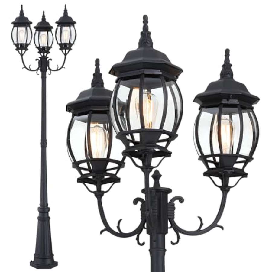 Outdoor Lighting Front Yard - 3-Light Post Lantern For Patio Lawn