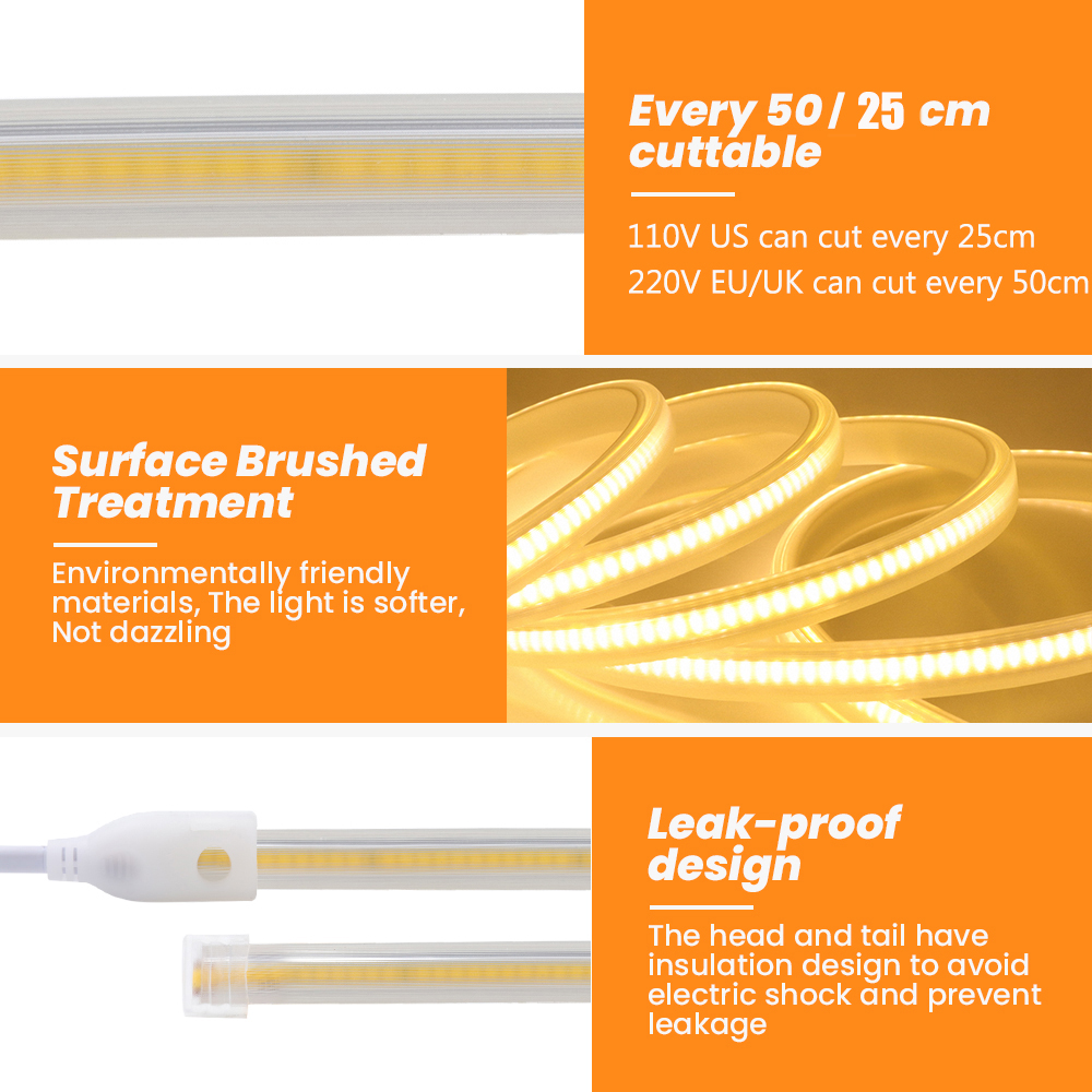 COB LED Strip 110V 220V Flexib - Outdoor Lighting Uk ulasan dan harga