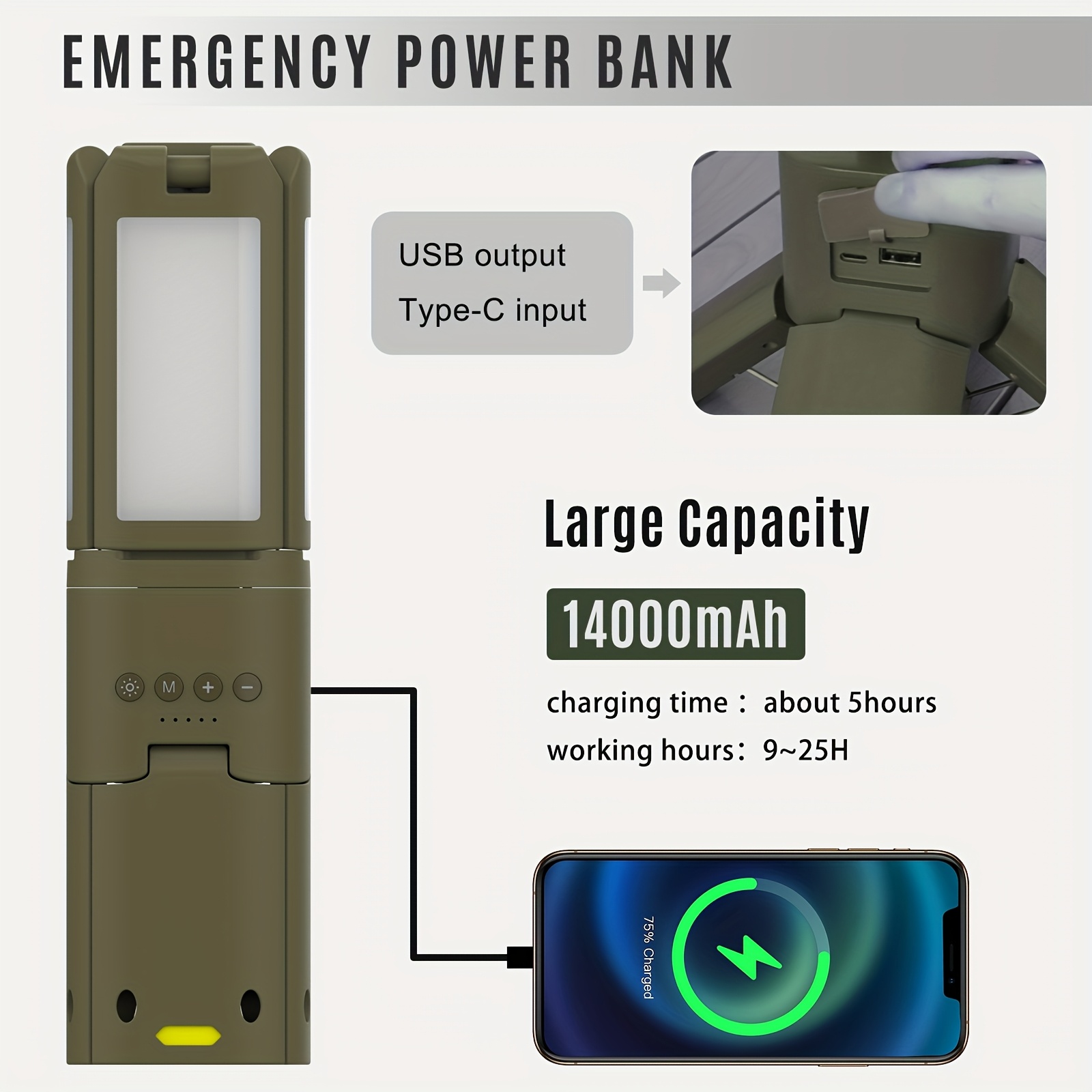 Camping Lantern, 14000mAh Rech - Outdoor Lighting Portable ulasan dan harga