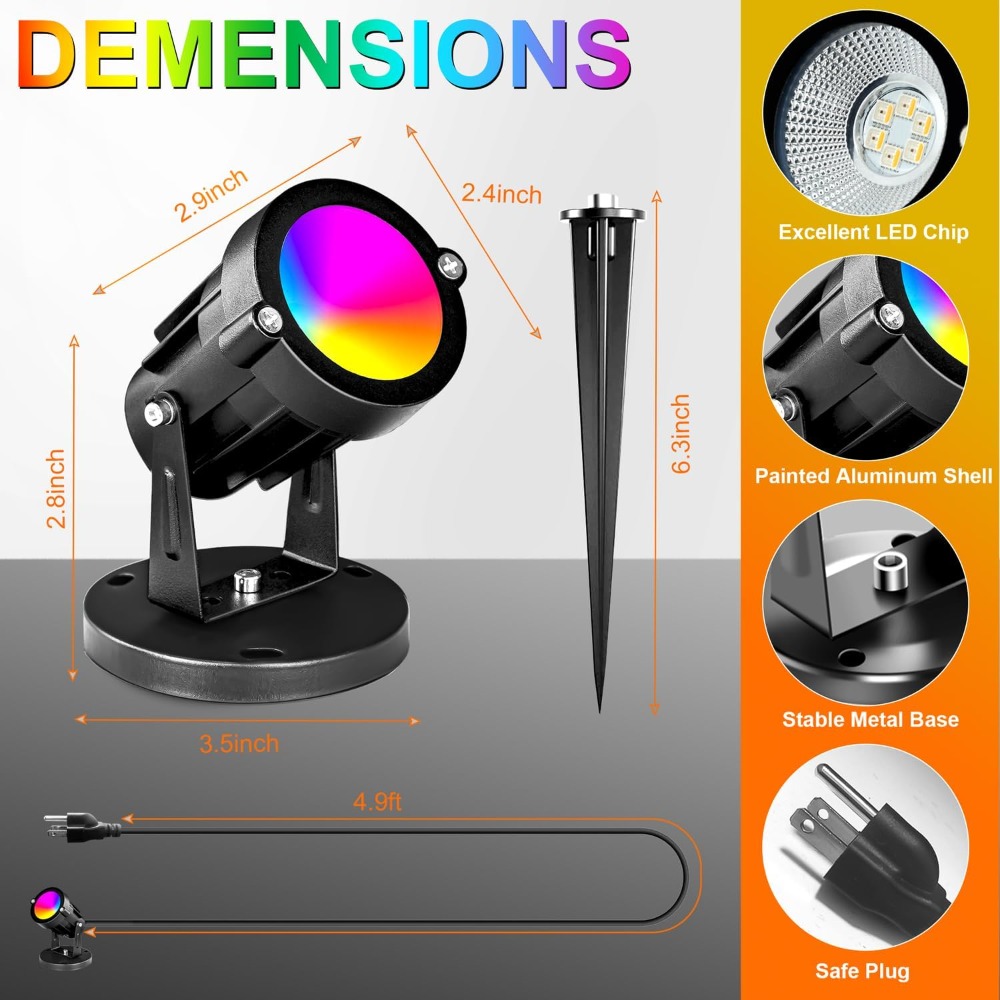 RGBW 8W LED Spotlight with Rem - Outdoor Lighting Landscape ulasan dan harga