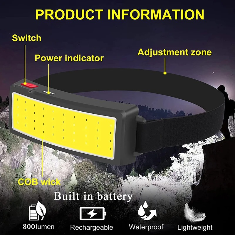 Powerful COB LED Headlamp 4 Li - Outdoor Lighting Quality ulasan dan harga