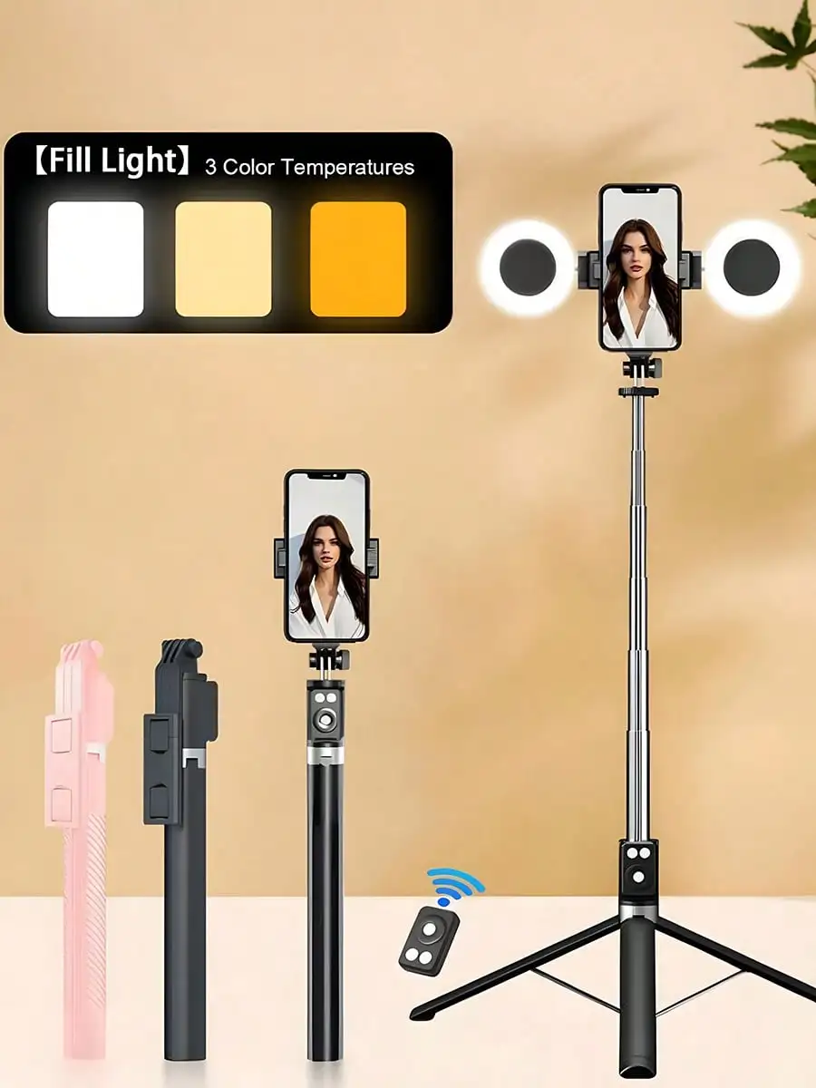 New 6 In 1 Selfie Stick With F - Outdoor Lighting Video ulasan dan harga