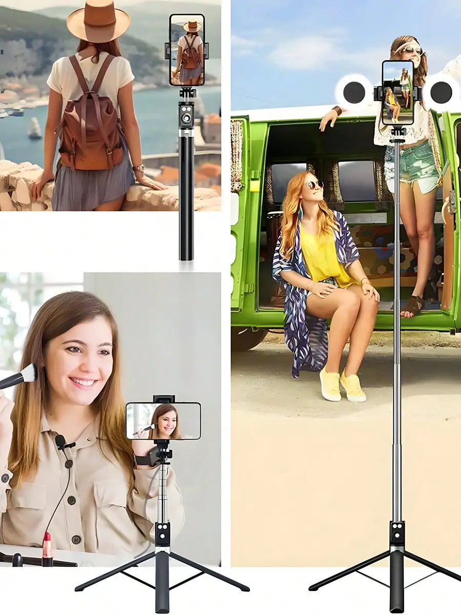 New 6 In 1 Selfie Stick With F - Outdoor Lighting Video ulasan dan harga
