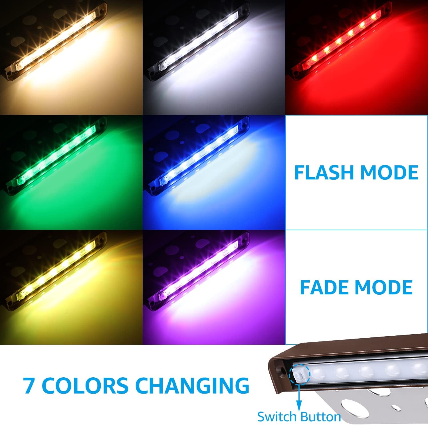 8 Pack RGB 7 Inch 3W LED Retai - Outdoor Lighting For Steps ulasan dan harga