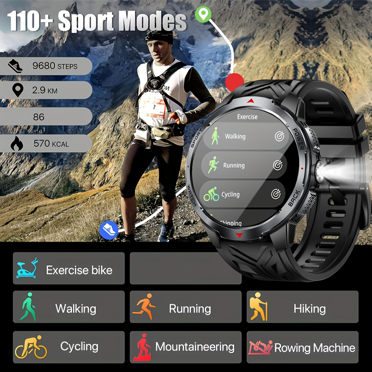 Smartwatch LED flashlight Outd - Outdoor Lighting Japanese ulasan dan harga