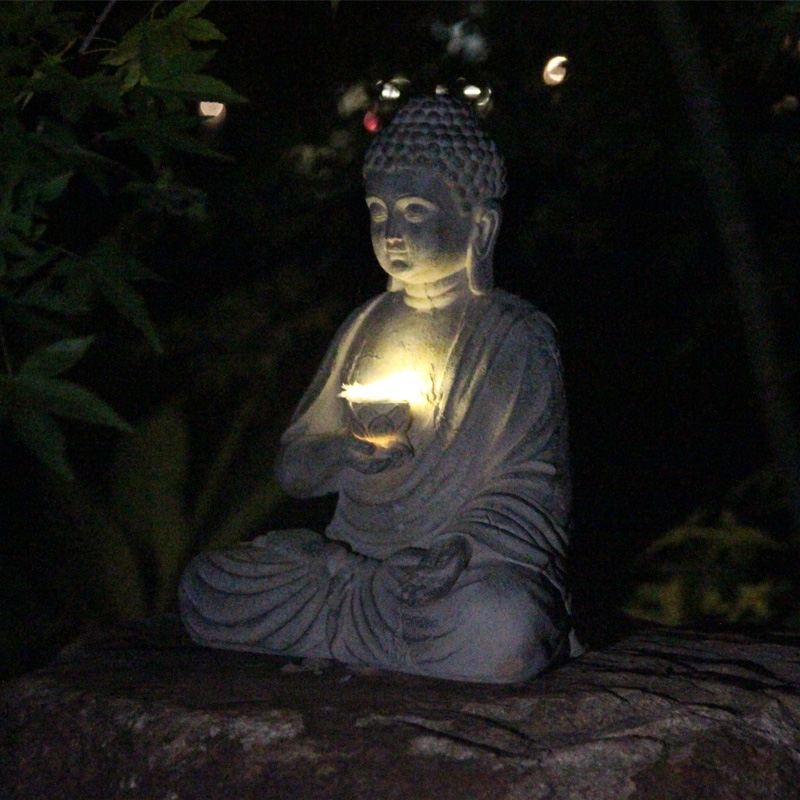 Resin Solar Buddha Statue Scul - Outdoor Lighting Front Yard ulasan dan harga