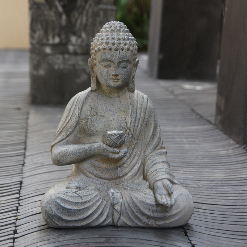 Resin Solar Buddha Statue Scul - Outdoor Lighting Front Yard ulasan dan harga
