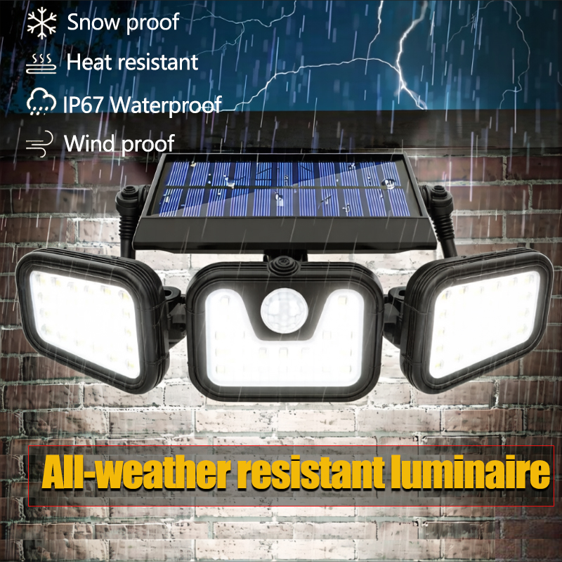 74LED Solar Light 3 Head Motio - Outdoor Lighting Front Yard ulasan dan harga