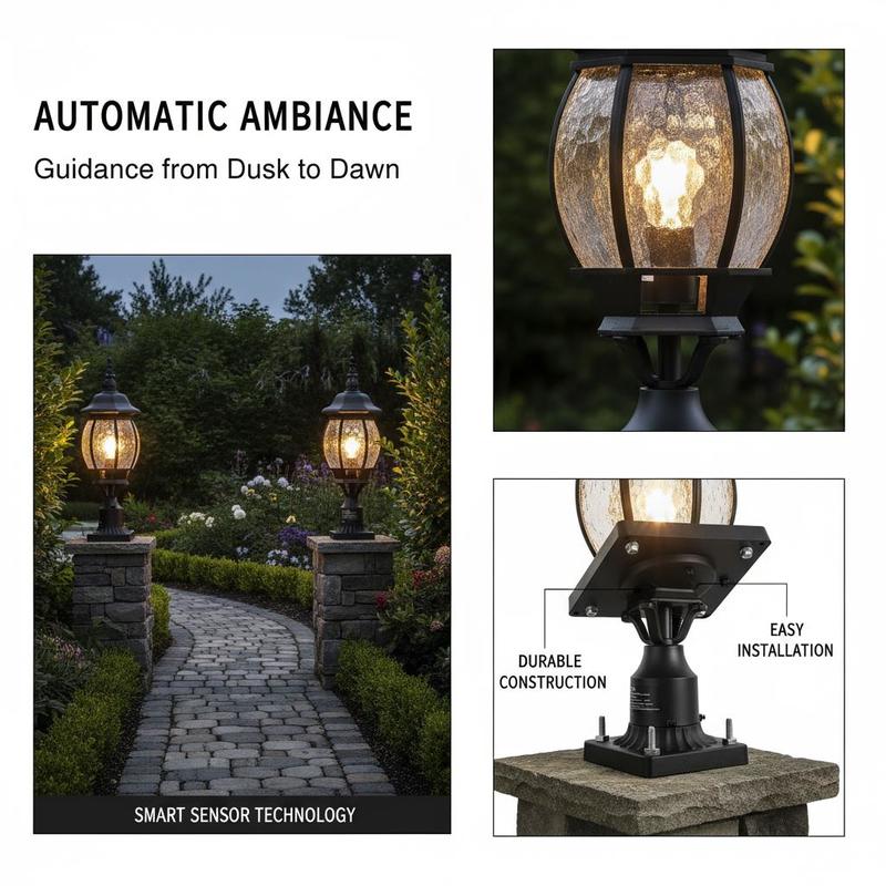2-Pack Exterior Pillar Lantern - Outdoor Lighting Sensor ulasan dan harga