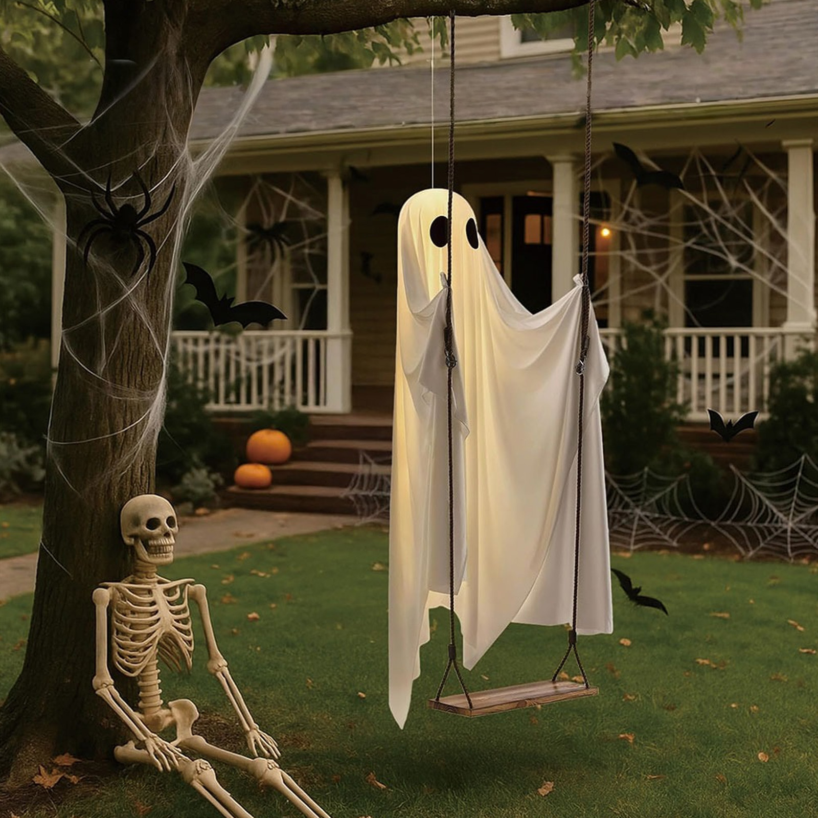 Halloween Hanging Swing Ghost  - Outdoor Lighting Front Yard ulasan dan harga