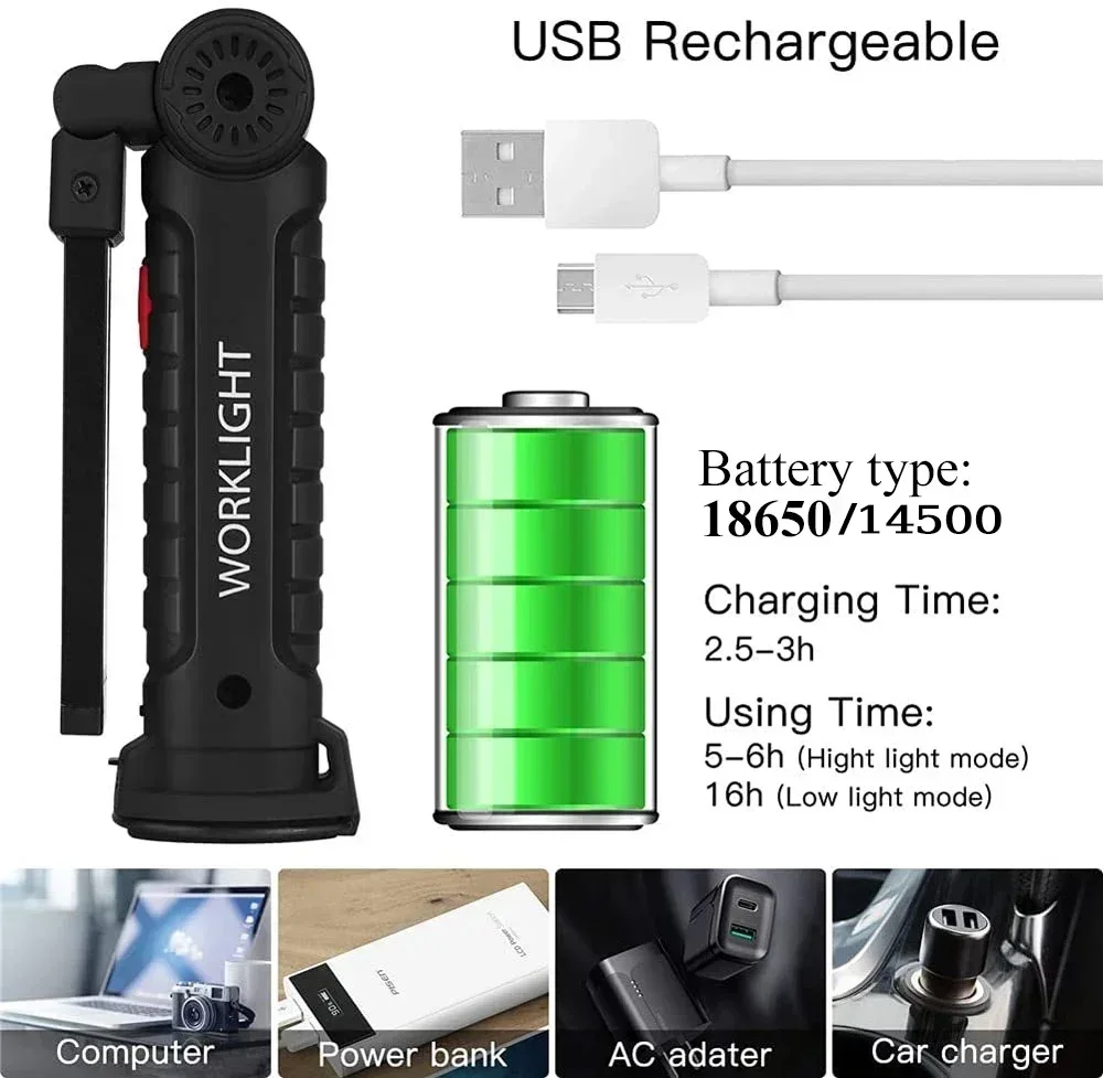LED COB Flashlight USB Recharg - Outdoor Lighting Landscape ulasan dan harga