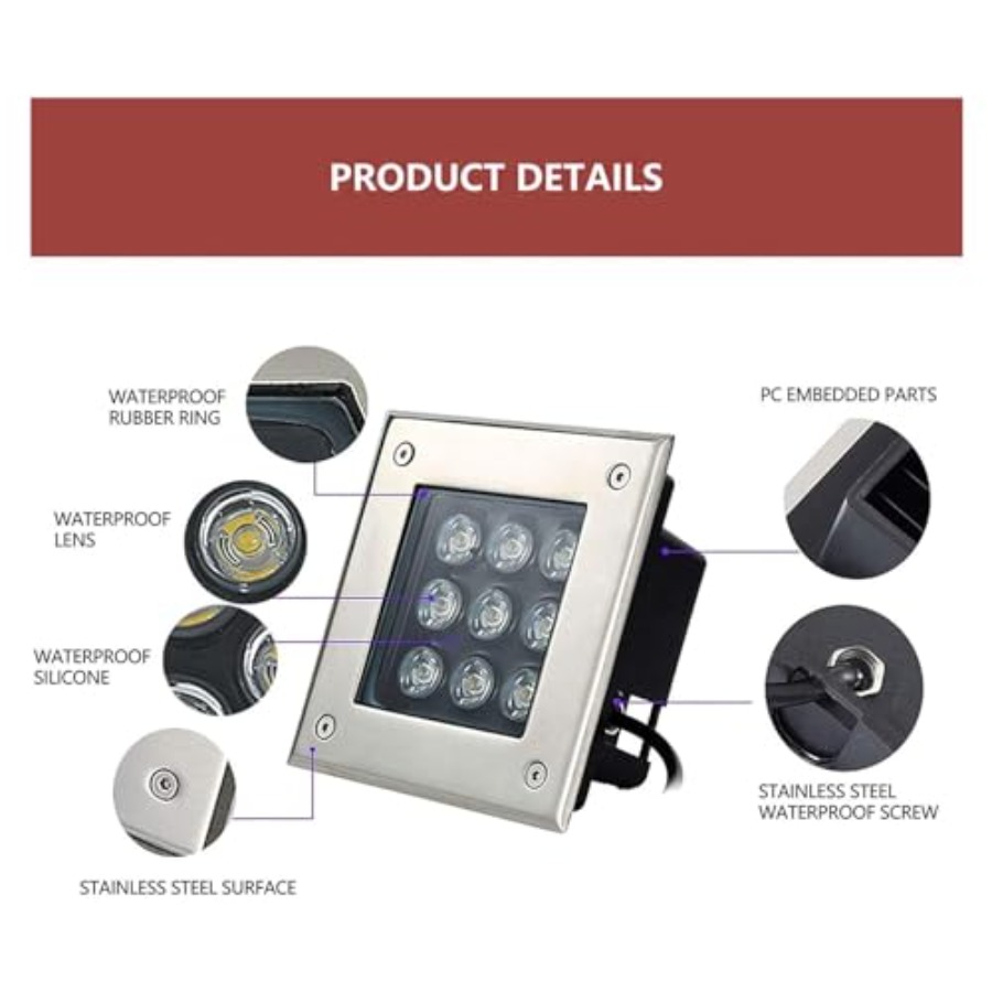 Led Buried Lights - Square Out - Ground Light Recessed ulasan dan harga