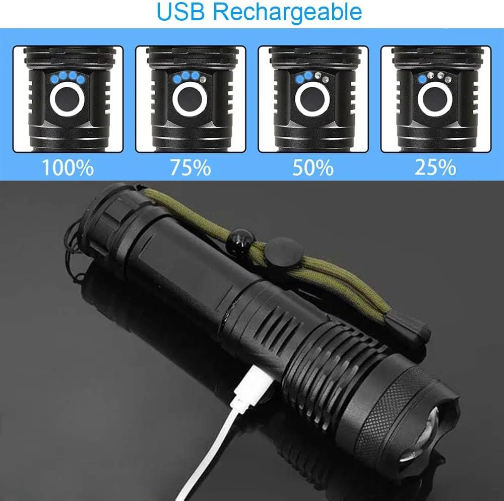 High Power LED Flashlight Rech - Outdoor Lighting Portable ulasan dan harga