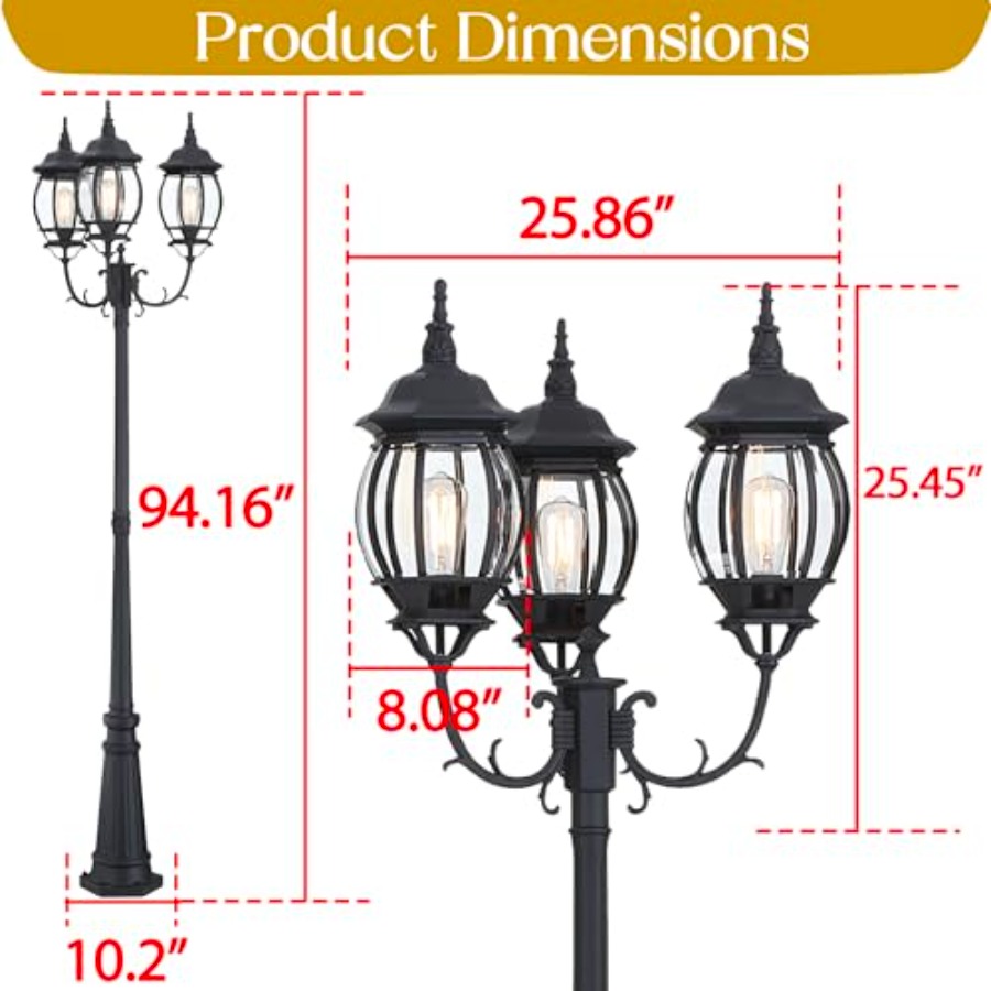 3-Light Post Lantern For Patio - Outdoor Lighting Front Yard ulasan dan harga