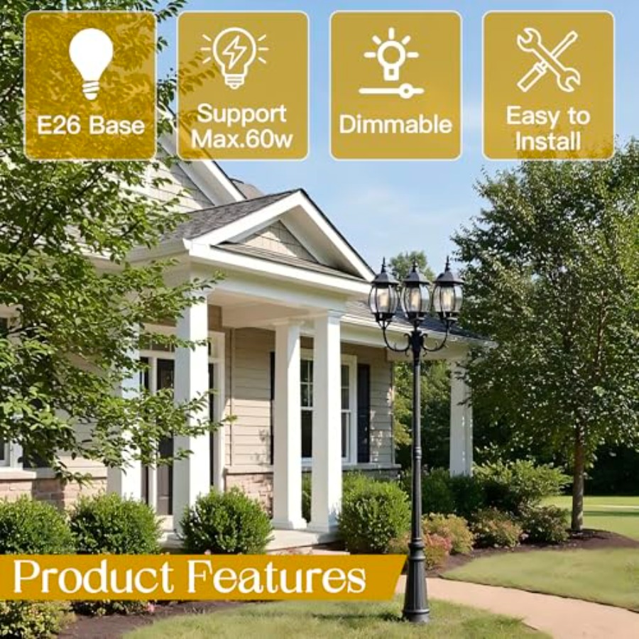 3-Light Post Lantern For Patio - Outdoor Lighting Front Yard ulasan dan harga